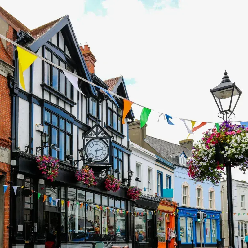 The historic clock-front building in Dalkey Village