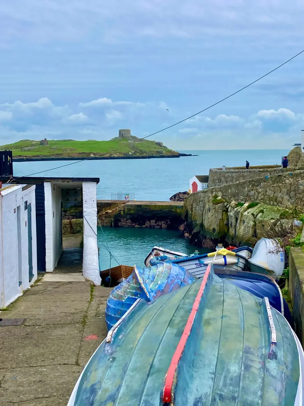 Boats at Coliemore Harbour with Dalkey Island beyond